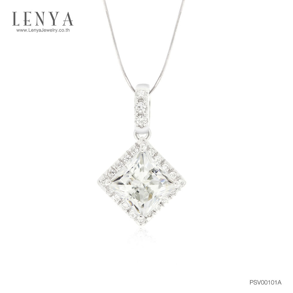 LENYA จี้ CZ จาก Swarovski เสริมลุคเรียบหรู ขนาด 6 มิล ตัวเรือนเงินแท้925 ชุบทองคำขาว