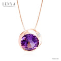 LENYA จี้อเมทีสต์ (Amethyst) สีม่วง ตัวเรือนเงินแท้ชุบสีพิ้งค์โกลด์ เหมาะกับสาว working woman