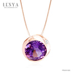 LENYA จี้อเมทีสต์ (Amethyst) สีม่วง ตัวเรือนเงินแท้ชุบสีพิ้งค์โกลด์ เหมาะกับสาว working woman