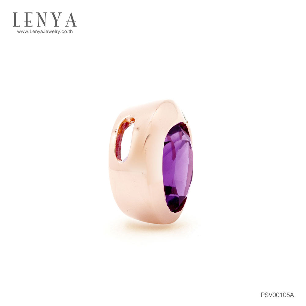 LENYA จี้อเมทีสต์ (Amethyst) สีม่วง ตัวเรือนเงินแท้ชุบสีพิ้งค์โกลด์ เหมาะกับสาว working woman