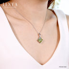 LENYA จี้พลอยเพอริดอท เสริมโชคลาภ ความรัก ชีวิตมั่นคง ขนาด 6 มิล ตัวเรือนเงินแท้925 ชุบทองคำขาว
