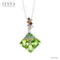 LENYA จี้พลอยเพอริดอท เสริมโชคลาภ ความรัก ชีวิตมั่นคง ขนาด 6 มิล ตัวเรือนเงินแท้925 ชุบทองคำขาว