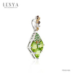 LENYA จี้พลอยเพอริดอท เสริมโชคลาภ ความรัก ชีวิตมั่นคง ขนาด 6 มิล ตัวเรือนเงินแท้925 ชุบทองคำขาว