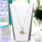LENYA จี้พลอยเพอริดอท เสริมโชคลาภ ความรัก ชีวิตมั่นคง ขนาด 6 มิล ตัวเรือนเงินแท้ 925 ชุบทองคำขาว