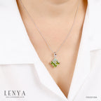 LENYA จี้พลอยเพอริดอท เสริมโชคลาภ ความรัก ชีวิตมั่นคง ขนาด 6 มิล ตัวเรือนเงินแท้ 925 ชุบทองคำขาว