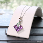 LENYA จี้พลอยอเมทิสต์ เสริมความสงบใจ มีสติ มั่งคั่ง ขนาด 6 มิล ตัวเรือนเงินแท้925 ชุบทองคำขาว