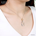 LENYA จี้ดีไซน์น่ารัก ประดับพลอยโครมไดออฟไซด์ (Chrome Diopside) และออเร้นจ์ แซฟไฟร์ (Orange Sapphire) ตัวเรือนเงินแท้ชุบสีแบบทูโทน ชุบทองคำขาวและทองคำแท้