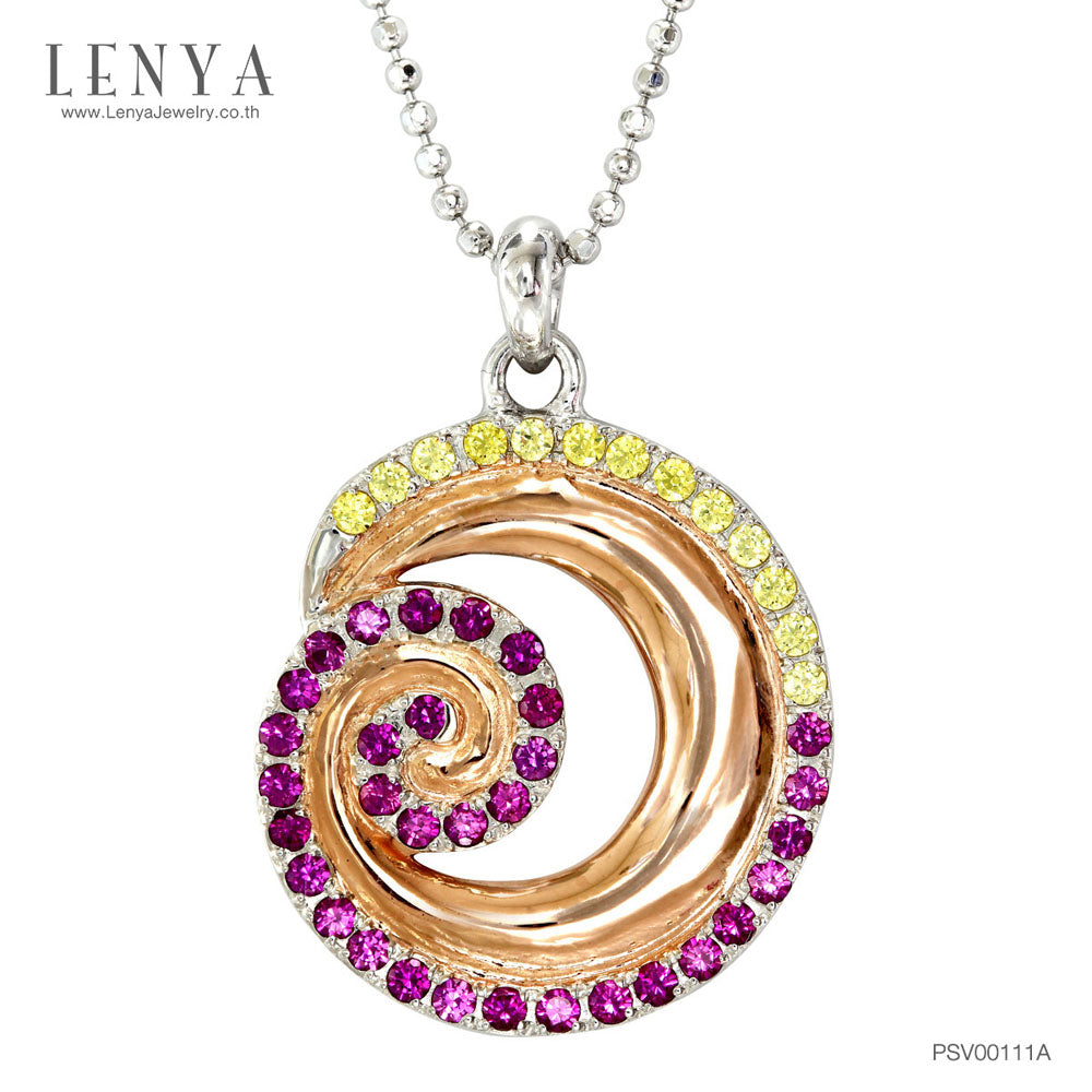 LENYA จี้ Swarovski Cubic Zirconia ตัวเรือนเงินแท้ 925 ชุบทองพิ้งโกลด์