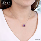LENYA จี้ อเมทีสต์ (Amethyst) สีม่วง ตัวเรือนเงินแท้ 925 ชุบทองพิ้งโกลด์ ล้อมเม็ดเล็กๆสีขาวด้วย คิวบิกเซอร์โคเนีย (Cubic Zirconia)