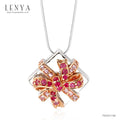 LENYA จี้ของขวัญ เงินแท้ 925 ประดับพลอยชมพู (Pink Sapphire) ทับทิม( Ruby) ชุบทองขาว สุดน่ารัก ในวันที่สดใส