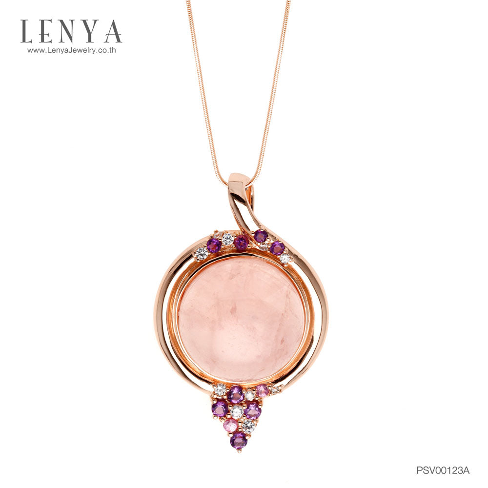 LENYA จี้ประดับโรสควอร์ทซ์ (Rose Quartz) สีชมพู เสริมเสน่ห์เรื่องความรัก สร้างมิตรภาพหนุนนำควมร่ำรวย ตัวเรือนเงินแท้ชุบสีพิ้งค์โกลด์ (Pink Gold)