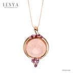 LENYA จี้ประดับโรสควอร์ทซ์ (Rose Quartz) สีชมพู เสริมเสน่ห์เรื่องความรัก สร้างมิตรภาพหนุนนำควมร่ำรวย ตัวเรือนเงินแท้ชุบสีพิ้งค์โกลด์ (Pink Gold)
