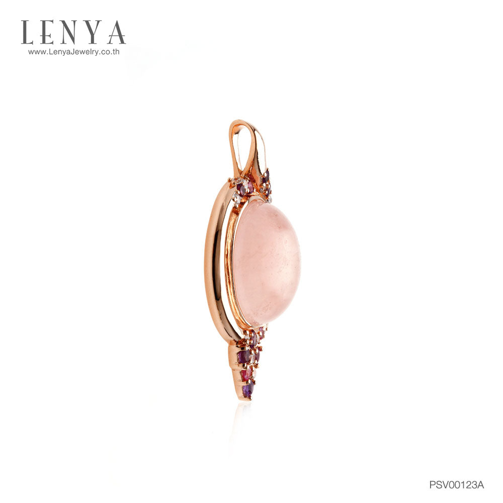 LENYA จี้ประดับโรสควอร์ทซ์ (Rose Quartz) สีชมพู เสริมเสน่ห์เรื่องความรัก สร้างมิตรภาพหนุนนำควมร่ำรวย ตัวเรือนเงินแท้ชุบสีพิ้งค์โกลด์ (Pink Gold)