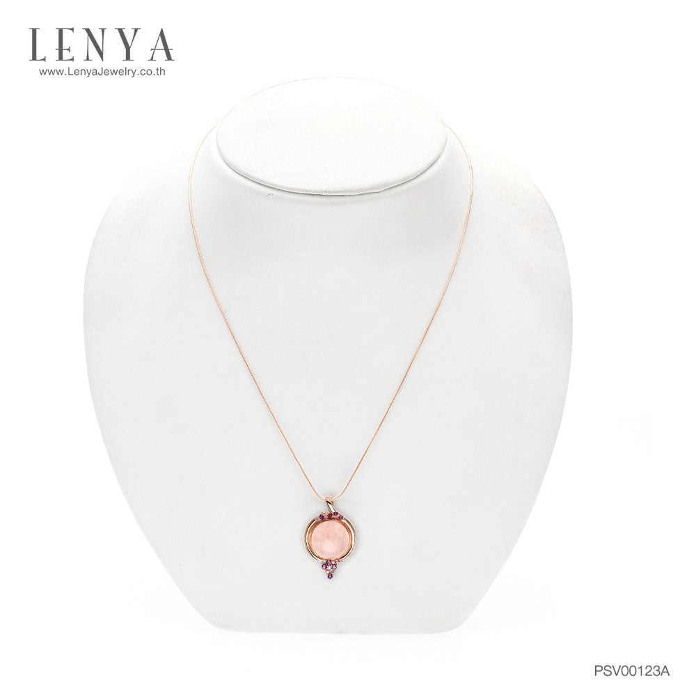 LENYA จี้ประดับโรสควอร์ทซ์ (Rose Quartz) สีชมพู เสริมเสน่ห์เรื่องความรัก สร้างมิตรภาพหนุนนำควมร่ำรวย ตัวเรือนเงินแท้ชุบสีพิ้งค์โกลด์ (Pink Gold)