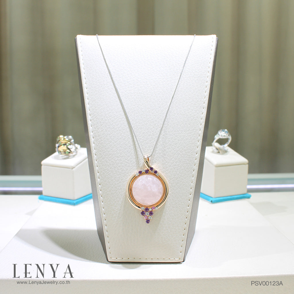 LENYA จี้ประดับโรสควอร์ทซ์ (Rose Quartz) สีชมพู เสริมเสน่ห์เรื่องความรัก สร้างมิตรภาพหนุนนำควมร่ำรวย ตัวเรือนเงินแท้ชุบสีพิ้งค์โกลด์ (Pink Gold)