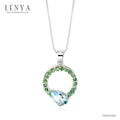 LENYA จี้เงินแท้ ประดับด้วยพลอยบลูโทแพซ (Blue Topaz) และ ซาโวไลท์
