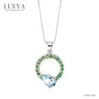 LENYA จี้เงินแท้ ประดับด้วยพลอยบลูโทแพซ (Blue Topaz) และ ซาโวไลท์
