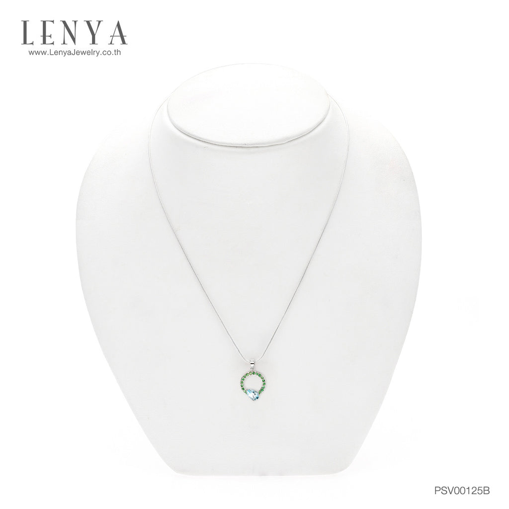 LENYA จี้เงินแท้ ประดับด้วยพลอยบลูโทแพซ (Blue Topaz) และ ซาโวไลท์