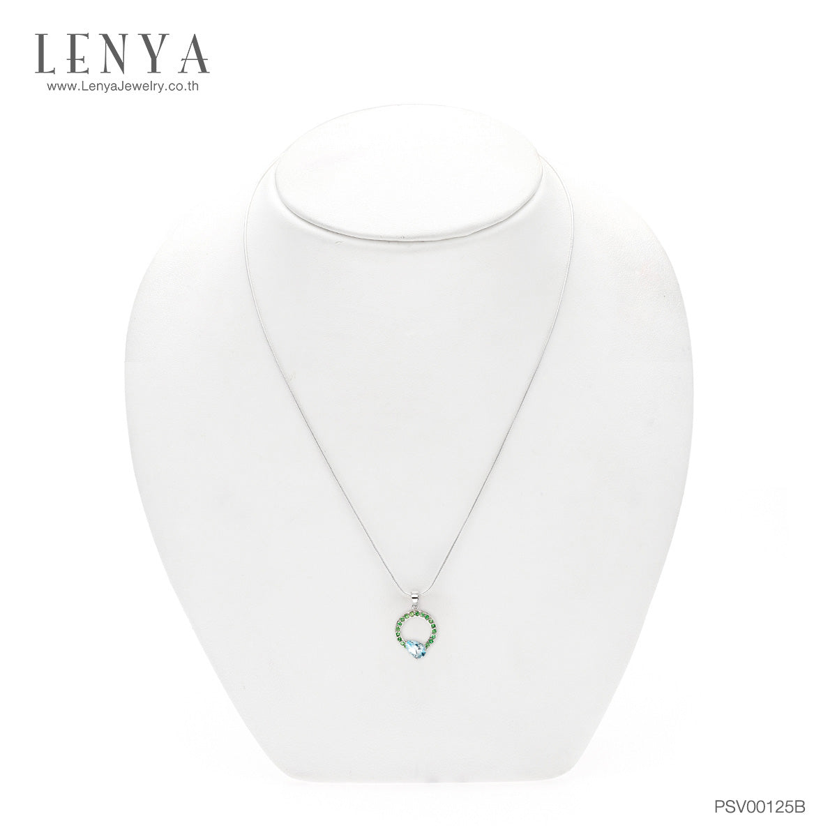 LENYA จี้เงินแท้ ประดับด้วยพลอยบลูโทแพซ (Blue Topaz) และ ซาโวไลท์