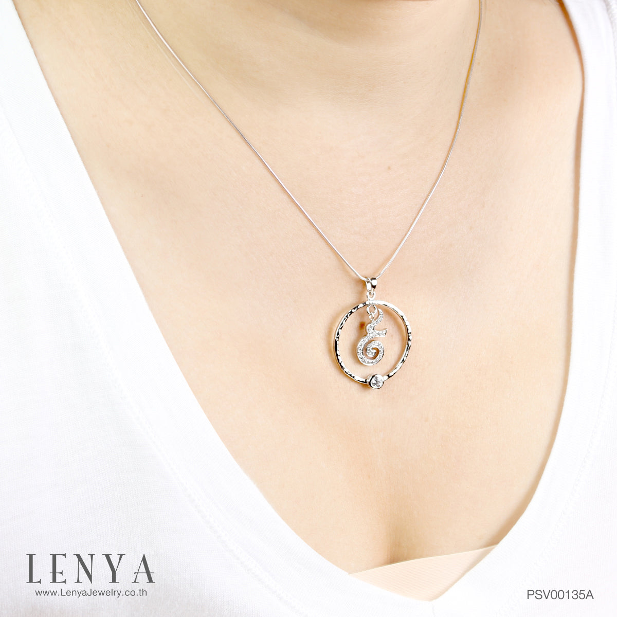 LENYA จี้ LenYa ดีไซน์เลข ๙  ไทย ประดับเพชร DiamondLike ตัวเรือนเงินแท้ชุบทองคำขาว