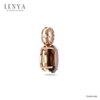 LENYA จี้พลอยสโมคกี้คอวร์ซ (Smoky Quartz) สีน้ำตาล ประดับด้วยทับทิมสีชมพู(Ruby) และ ไวโทพาส (White Topaz) ตัวเรือนเงินแท้ 925 ชุบพิ้งค์โกลด์