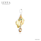 LENYA จี้รูปใบแปะก๊วย ตัวเรือนเงินแท้ชุบทองคำ ประดับด้วย SWAROVSKI ZIRCONIA สีเขียวมิ้นท์ ชมพูแฟนซี และสีอำพัน สีสันสดใส เป็นมงคลกับผู้สวมใส่