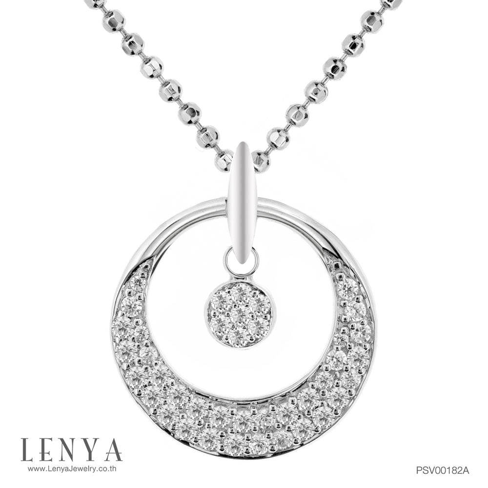 LENYA จี้ CZ สีขาว DiamondLike เสริมลุคใส่สบายทุกวัน ขนาด 1.5 มิล ตัวเรือนเงินแท้925 ชุบทองคำขาว