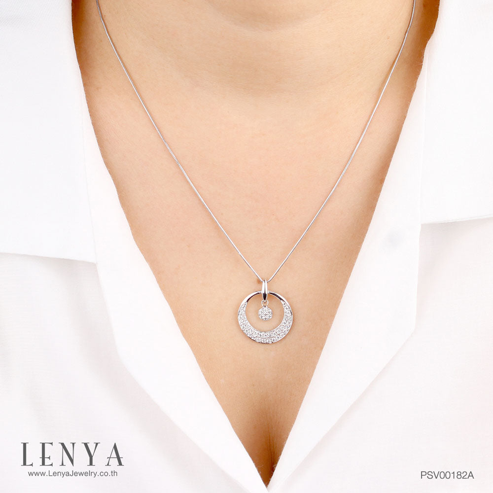 LENYA จี้ CZ สีขาว DiamondLike เสริมลุคใส่สบายทุกวัน ขนาด 1.5 มิล ตัวเรือนเงินแท้925 ชุบทองคำขาว