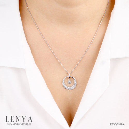 LENYA จี้ CZ สีขาว DiamondLike เสริมลุคใส่สบายทุกวัน ขนาด 1.5 มิล ตัวเรือนเงินแท้925 ชุบทองคำขาว
