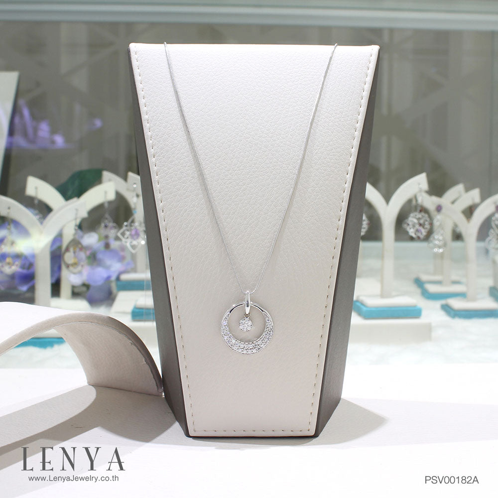 LENYA จี้ CZ สีขาว DiamondLike เสริมลุคใส่สบายทุกวัน ขนาด 1.5 มิล ตัวเรือนเงินแท้925 ชุบทองคำขาว