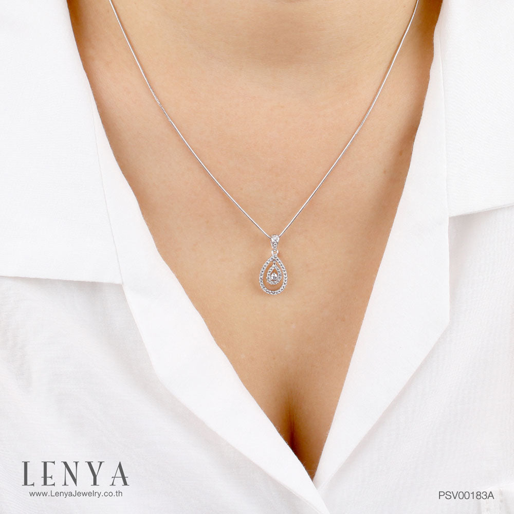 LENYA จี้ CZ DiamondLike เสริมลุคใส่ได้ทุกวัน ขนาด 2 มิล ตัวเรือนเงินแท้925 ชุบทองคำขาว