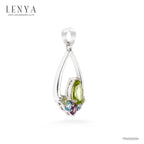 LENYA จี้พลอยเพอริดอท เสริมโชคลาภ ความรัก ชีวิตมั่นคง ขนาด 7x5 มิล ตัวเรือนเงินแท้ 925 ชุบทองคำขาว