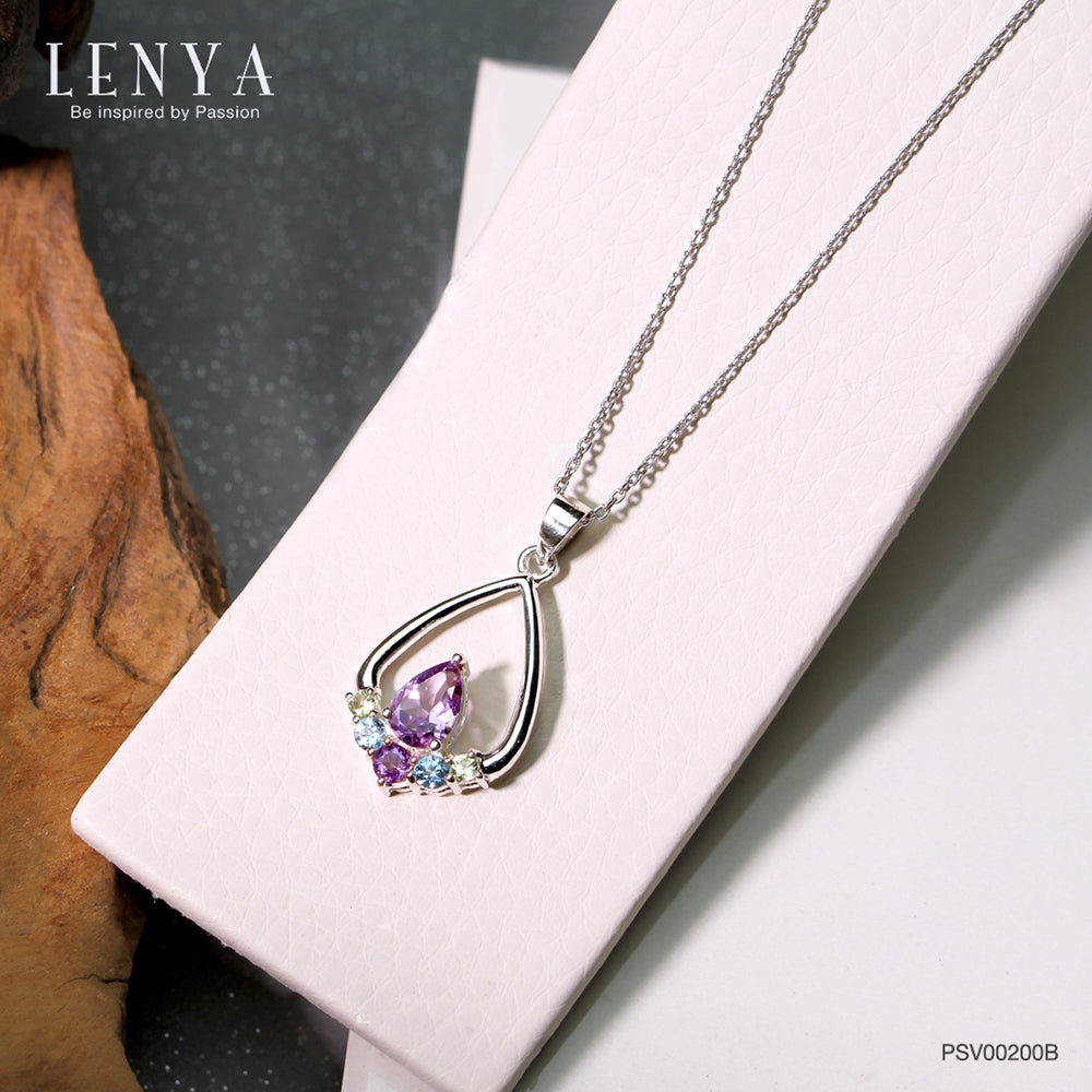 LENYA จี้เงินแท้ ประดับพลอยอเมทิสต์ และบลูโทแพซ