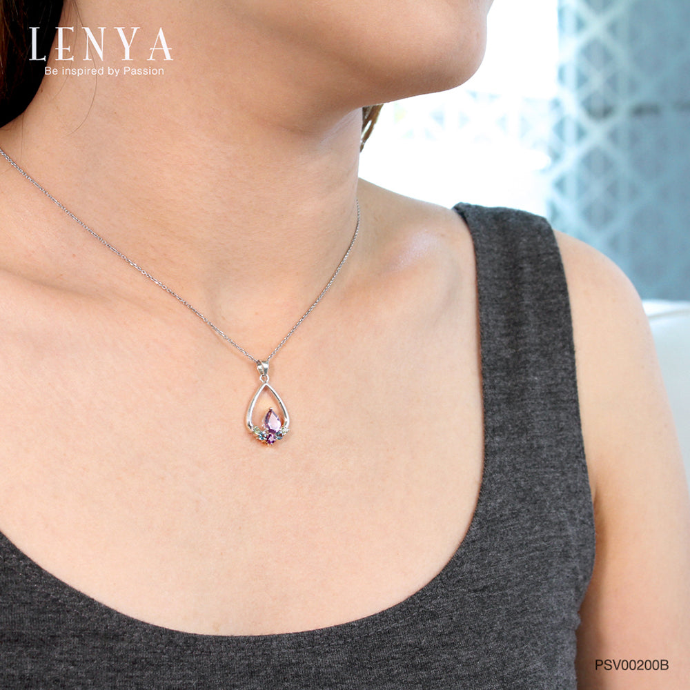 LENYA จี้เงินแท้ ประดับพลอยอเมทิสต์ และบลูโทแพซ