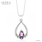 LENYA จี้เงินแท้ ประดับพลอยอเมทิสต์ และบลูโทแพซ