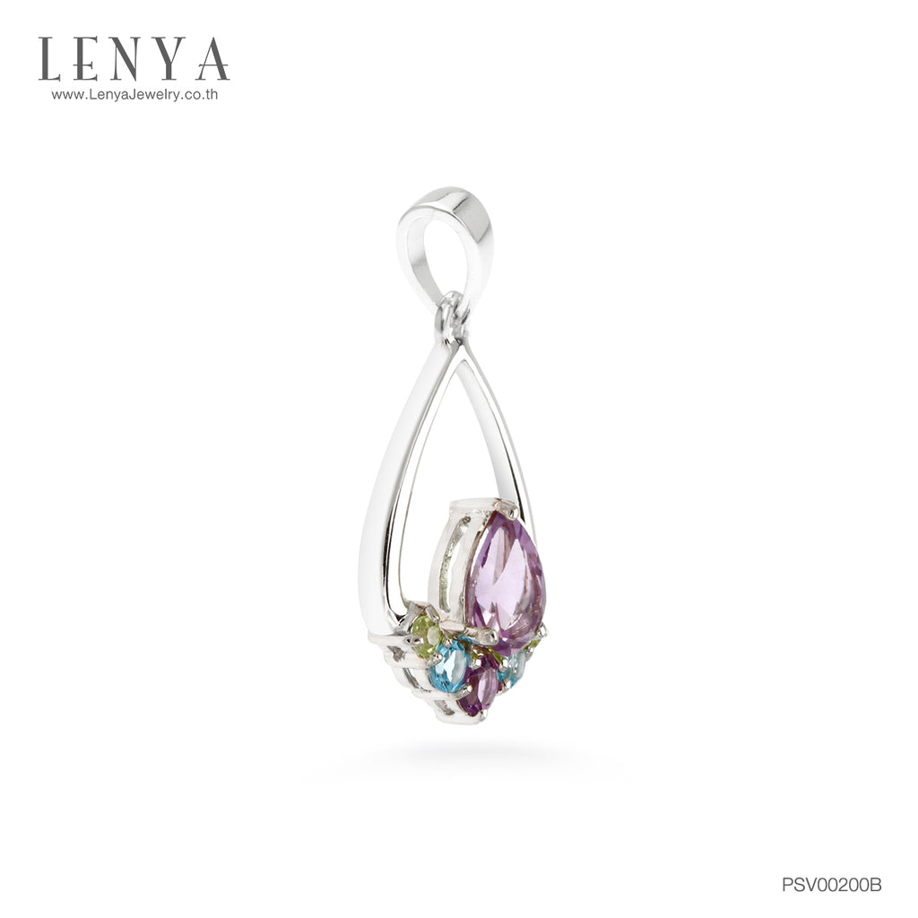 LENYA จี้เงินแท้ ประดับพลอยอเมทิสต์ และบลูโทแพซ