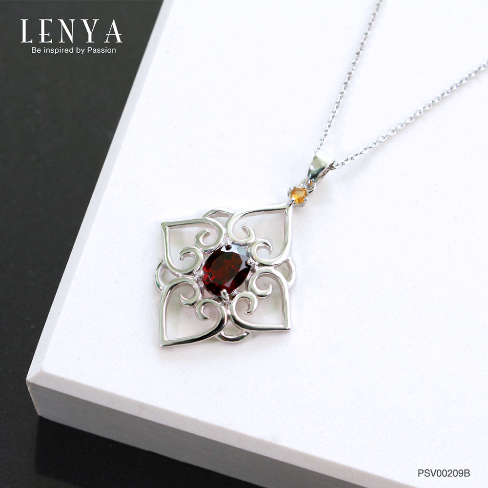 LENYA จี้เงินแท้ ประดับโกเมน และซิทริน