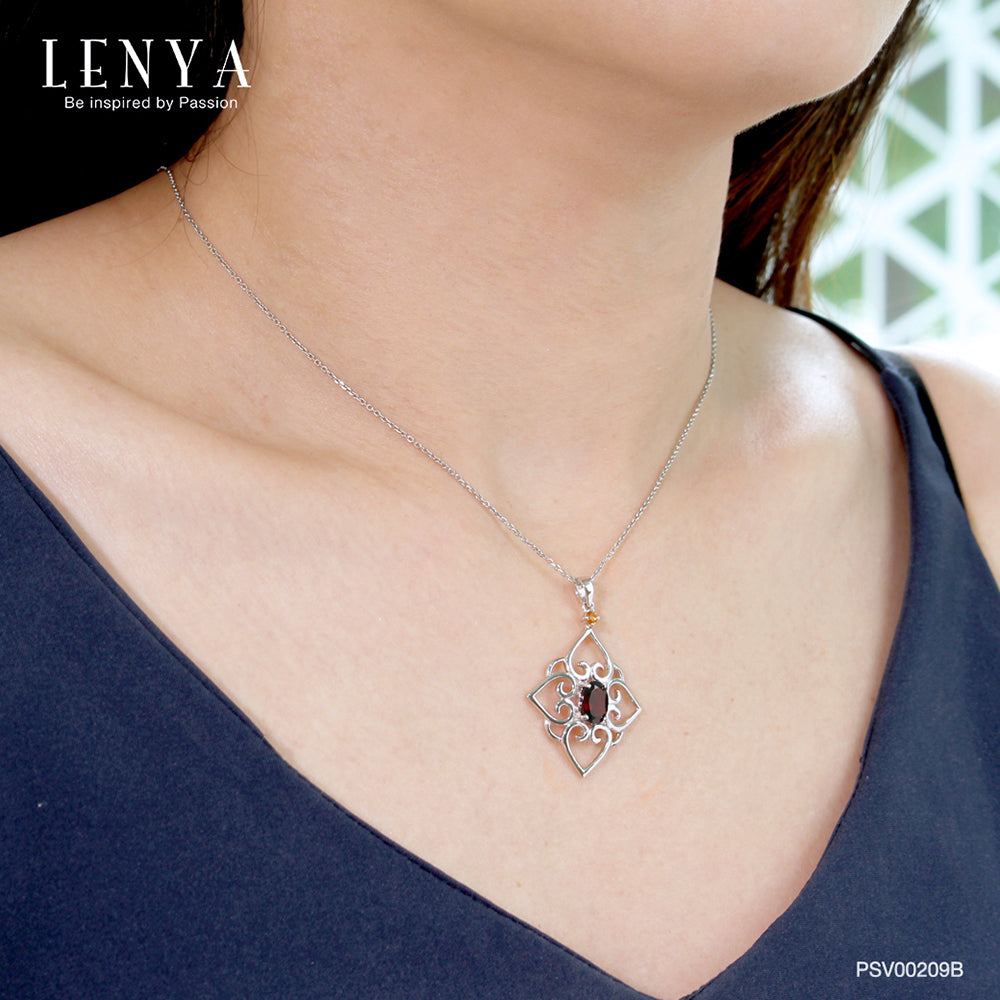 LENYA จี้เงินแท้ ประดับโกเมน และซิทริน