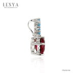 LENYA จี้เงินแท้ 925 ชุปทองคำขาว ประดับพลอย สีม่วงอมแดง โรโดไลท์ (Rhodolite) สวยโดดเด่น  และตกแต่งด้วยพลอยสีฟ้า บลู โทแพซ  ( Blue Topaz) ดีไซน์ น่ารักๆ