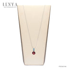 LENYA จี้เงินแท้ 925 ชุปทองคำขาว ประดับพลอย สีม่วงอมแดง โรโดไลท์ (Rhodolite) สวยโดดเด่น  และตกแต่งด้วยพลอยสีฟ้า บลู โทแพซ  ( Blue Topaz) ดีไซน์ น่ารักๆ