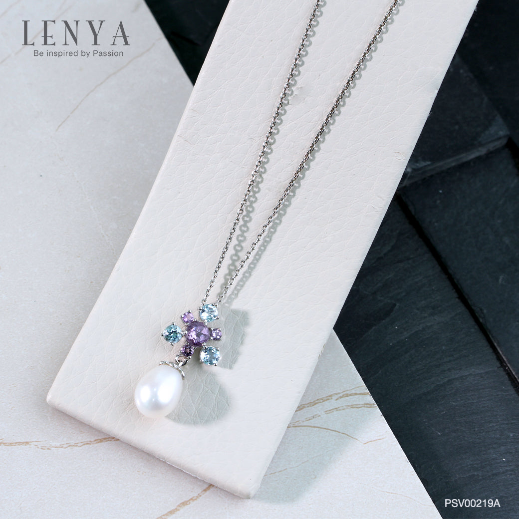 LENYA จี้เงินแท้ ประดับมุก อเมทิสต์ และ บลูโทแพซ