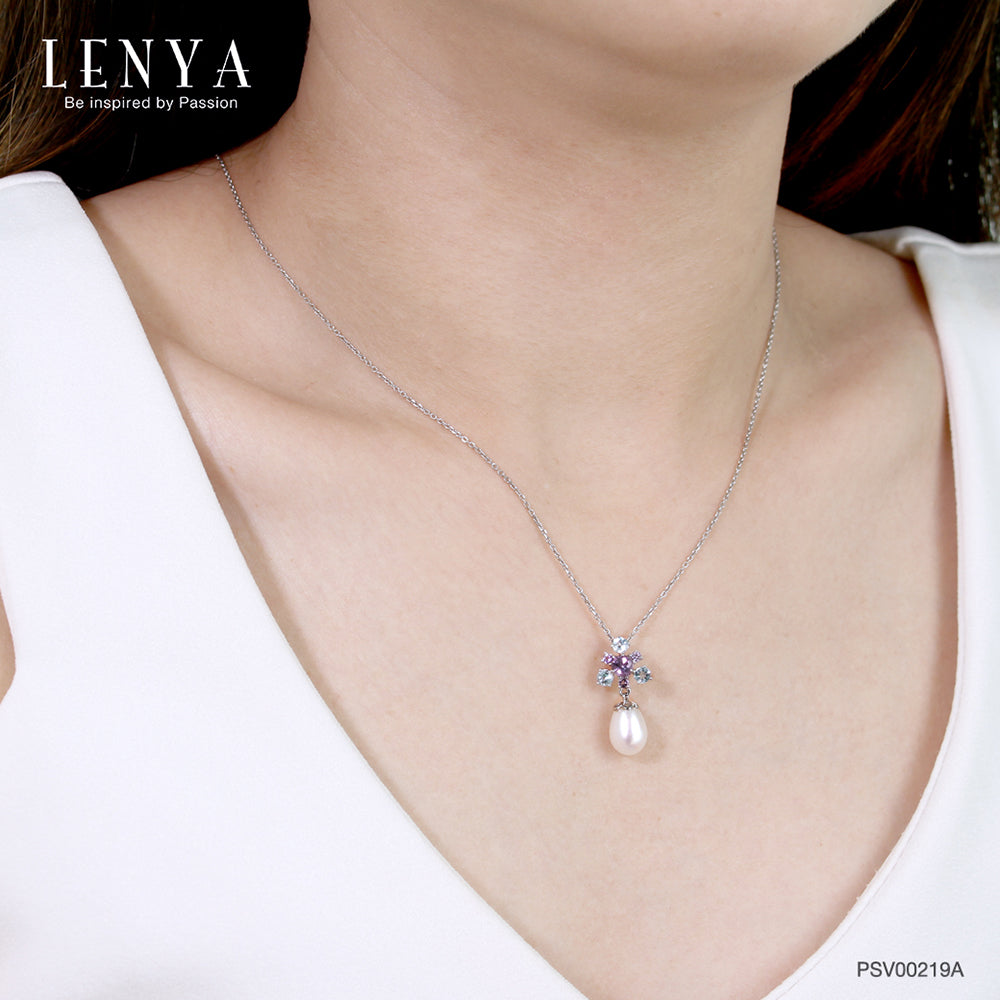 LENYA จี้เงินแท้ ประดับมุก อเมทิสต์ และ บลูโทแพซ