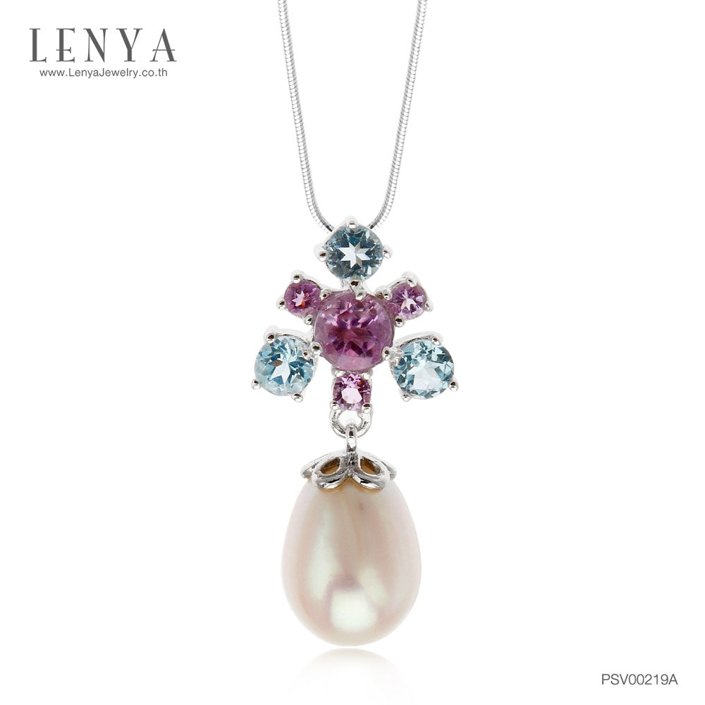 LENYA จี้เงินแท้ ประดับมุก อเมทิสต์ และ บลูโทแพซ
