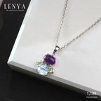 LENYA จี้เงินแท้ ดีไซน์หยุดน้ำ ประดับพลอยอเมทิสต์ (Amethyst) บลูโทแพซ (Blue Topaz) เพอริดอท (Peridot)