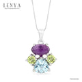 LENYA จี้เงินแท้ ดีไซน์หยุดน้ำ ประดับพลอยอเมทิสต์ (Amethyst) บลูโทแพซ (Blue Topaz) เพอริดอท (Peridot)