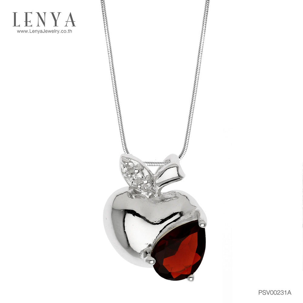 LENYA จี้เงินแท้ ประดับพลอยโกเมน (Garnet) และ ไวท์โทแพซ  (White Topaz) เสริมบุคลิกความมั่นใจ เสริมความร่ำรวย