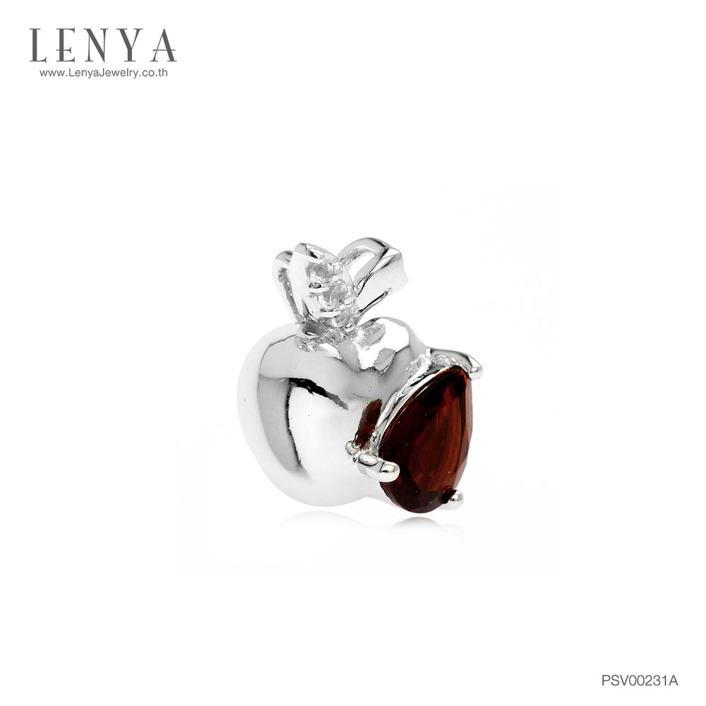 LENYA จี้เงินแท้ ประดับพลอยโกเมน (Garnet) และ ไวท์โทแพซ  (White Topaz) เสริมบุคลิกความมั่นใจ เสริมความร่ำรวย
