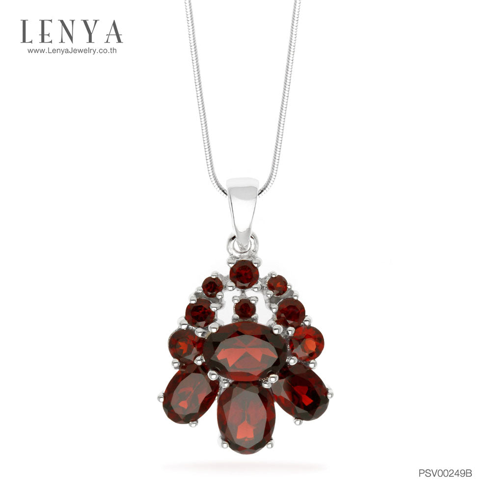 LENYA จี้เงินแท้ ประดับพลอยโกเมน (Garnet) เสริมบุคลิกความมั่นใจ เสริมความร่ำรวย