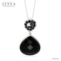 LENYA จี้พลอยโอนิกซ์ ช่วยป้องกันสิ่งชั่วร้าย ขจัดพลังงานลบ ขนาด15มิล ตัวเรือนเงินแท้925 ชุบทองคำขาว