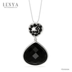 LENYA จี้พลอยโอนิกซ์ ช่วยป้องกันสิ่งชั่วร้าย ขจัดพลังงานลบ ขนาด15มิล ตัวเรือนเงินแท้925 ชุบทองคำขาว